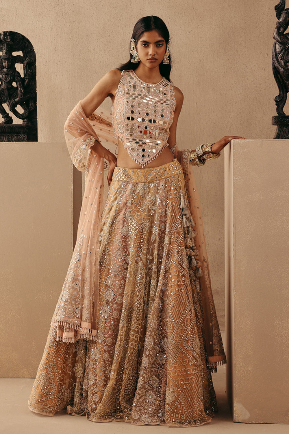 MULTICOLOUR MIRRORWORK LEHENGA SET