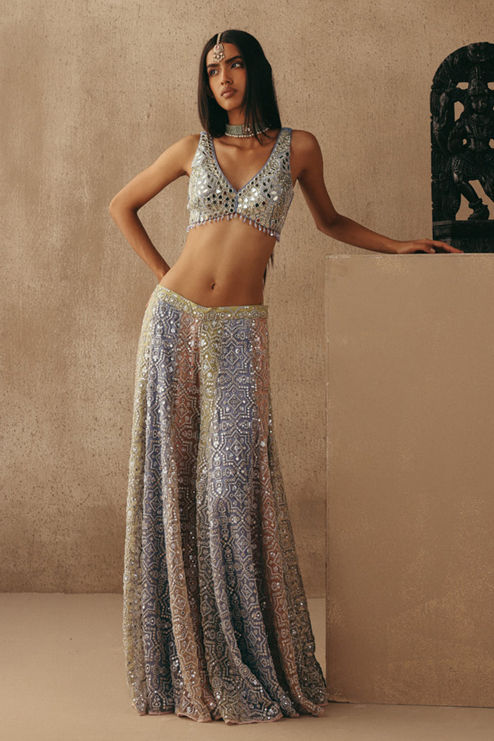 MIRRORWORK SHARARA LEHENGA SET