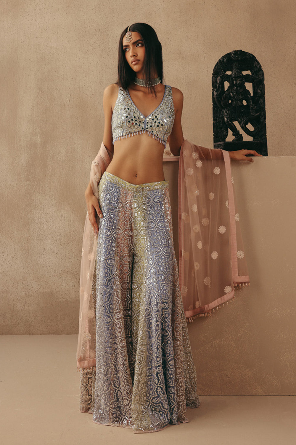 MIRRORWORK SHARARA LEHENGA SET