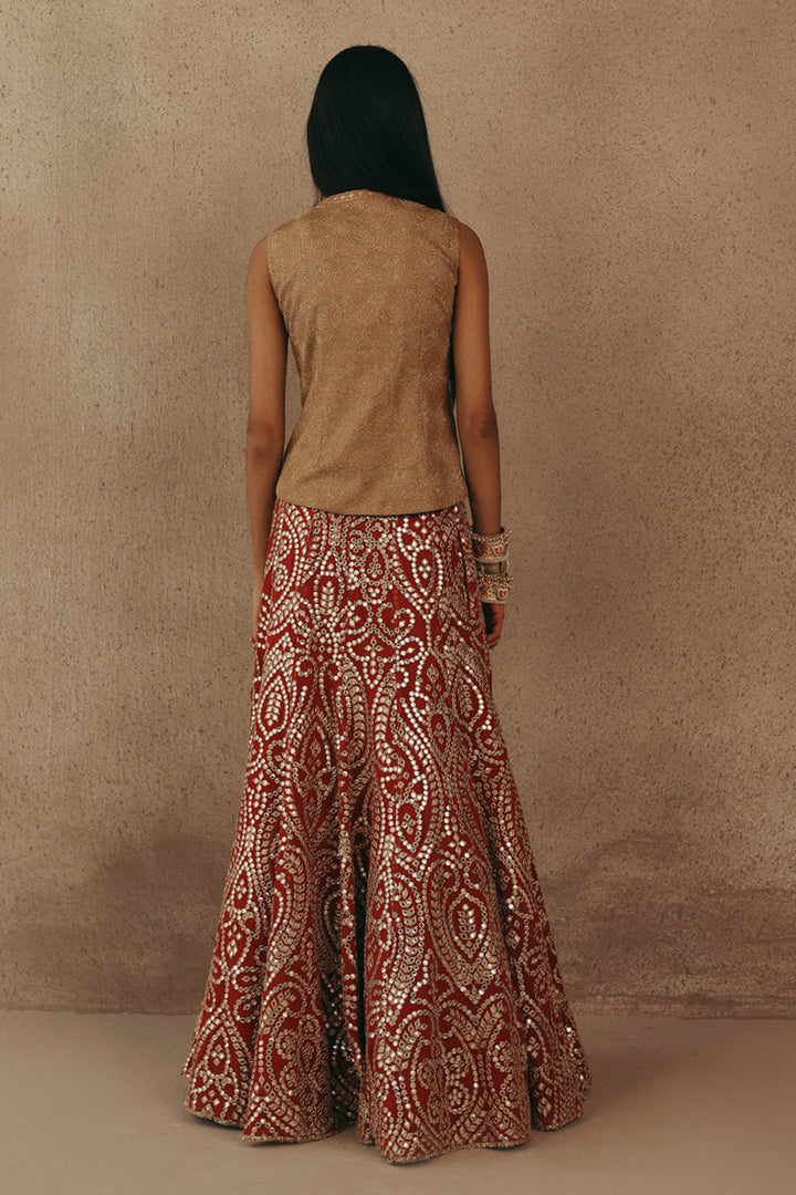 MIRRORWORK FISH CUT LEHENGA SET