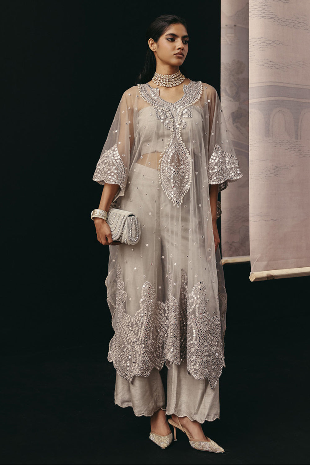 SILVER GREY KAFTAN