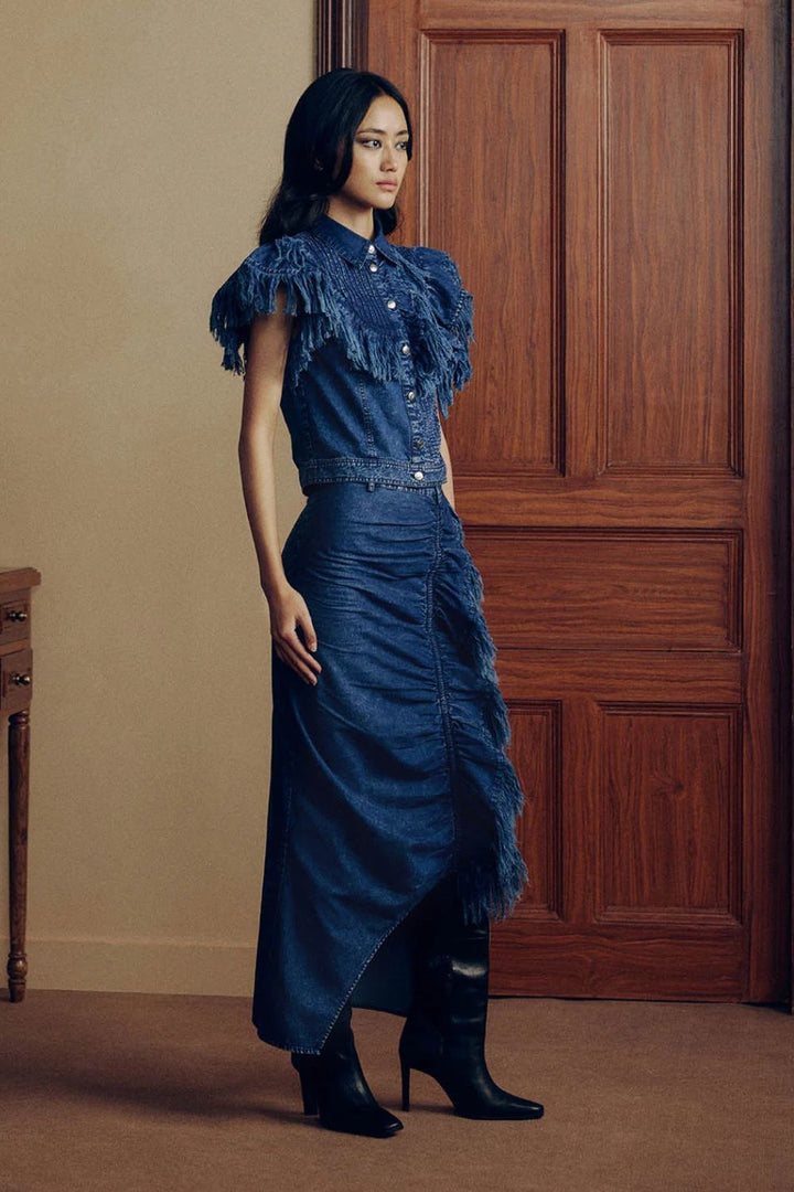 FRAYED DENIM COORD SET