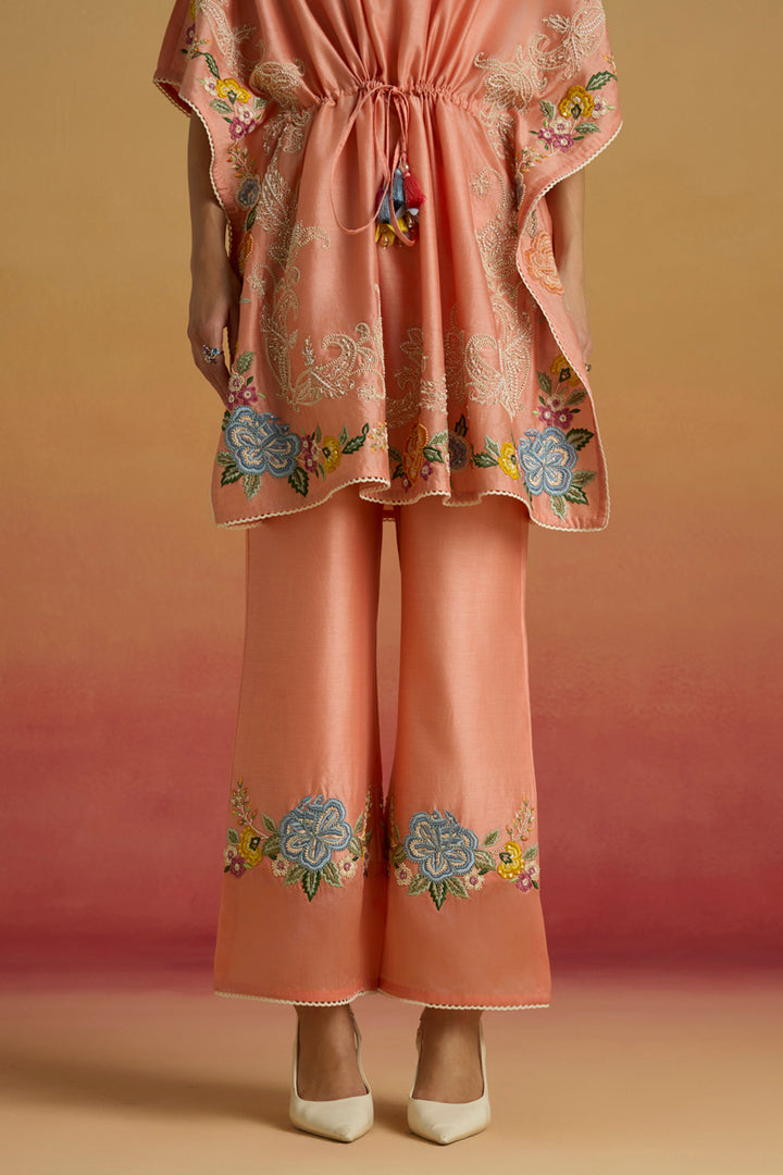 Apricot Floral Sheer Detail Pants