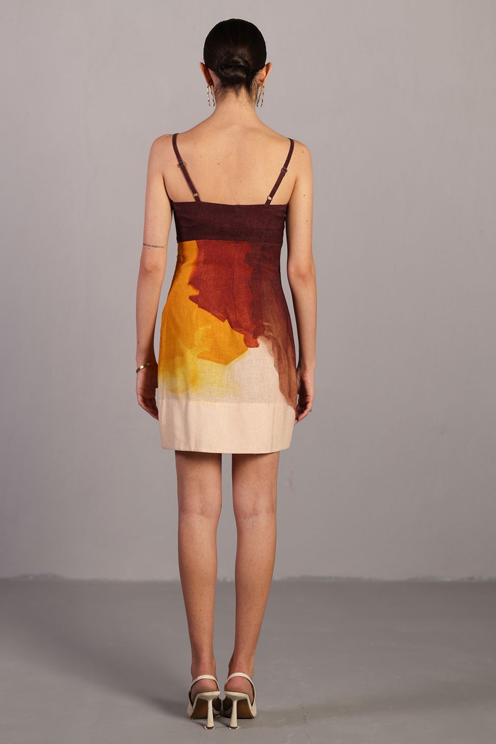 Diffuse brown & ochre short dress