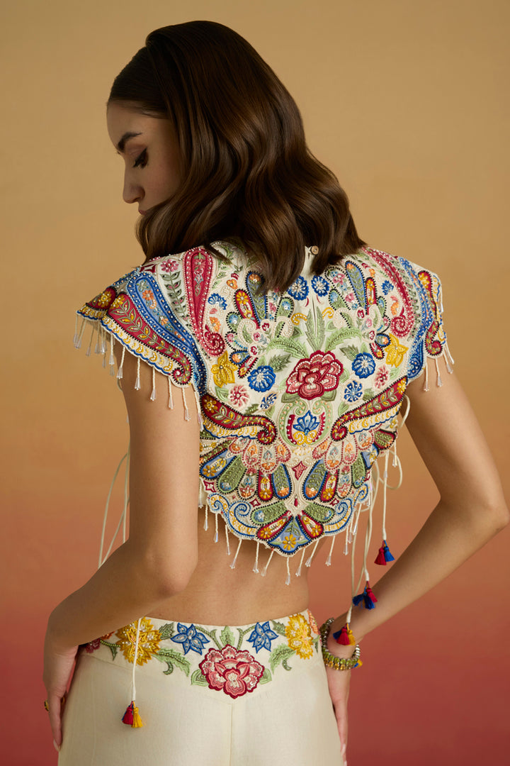 Ivory Embellished Yoke Top