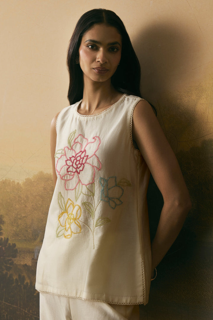 Ivory Floral Blossom Tunic