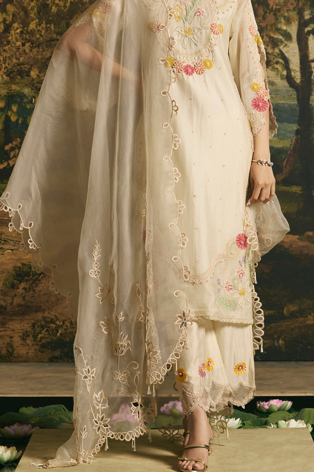 Ivory Cutwork Dupatta