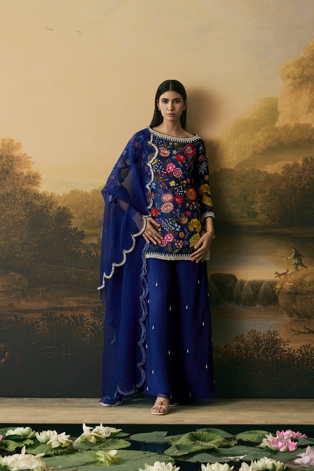 Cobalt Blue Beadwork Dupatta