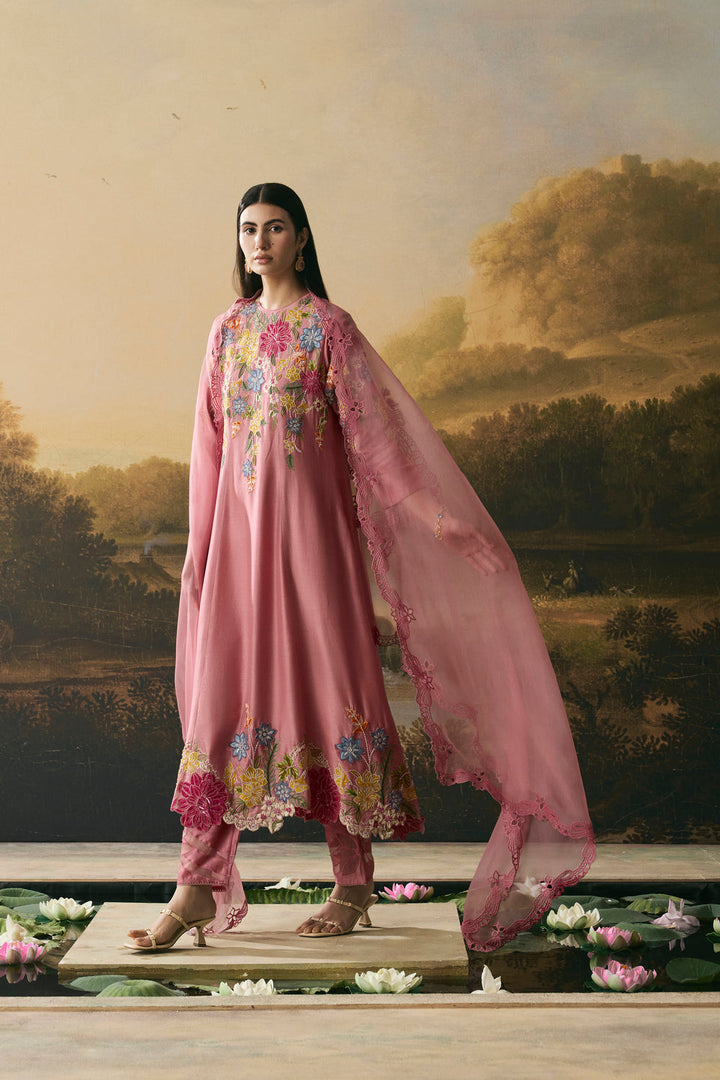 Pink Cutwork Dupatta