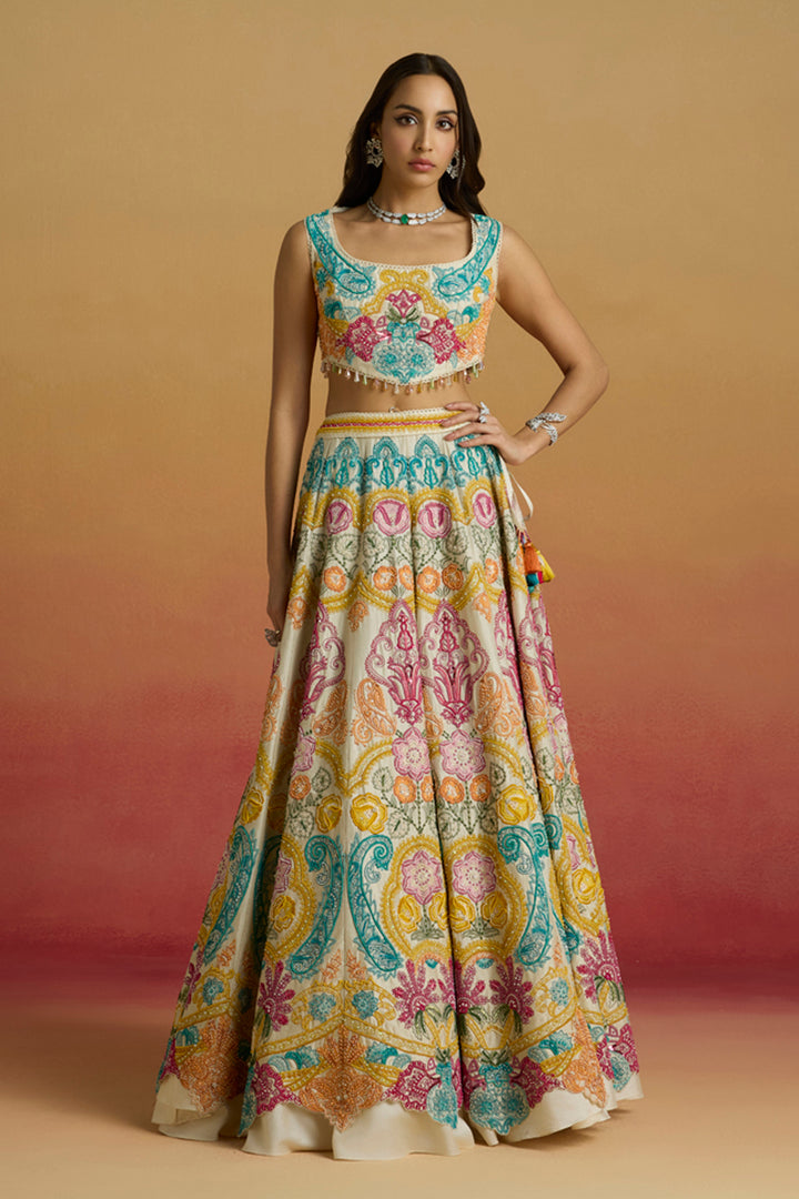 Ivory Multicolour Paisley Cordwork Bustier