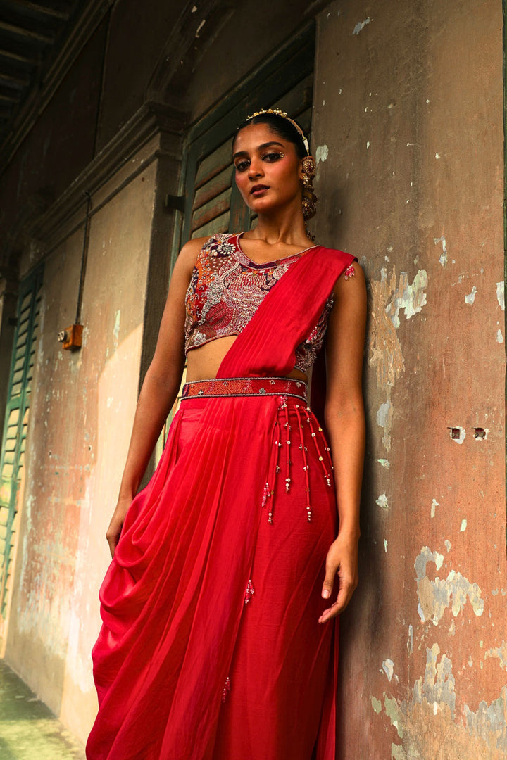 Rani Pink Heer Saree Set
