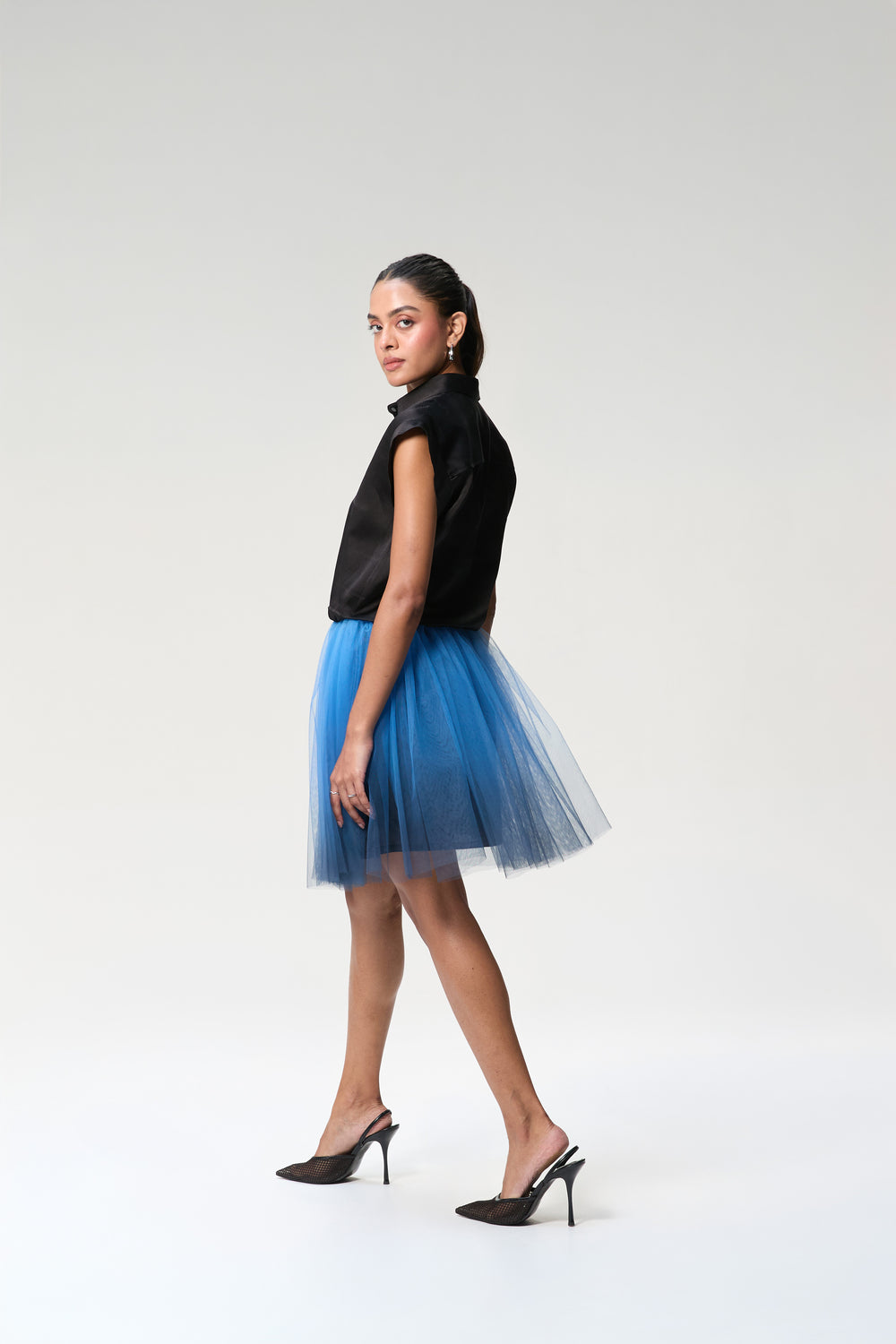 Black and Midnight Blue Shirt Dress