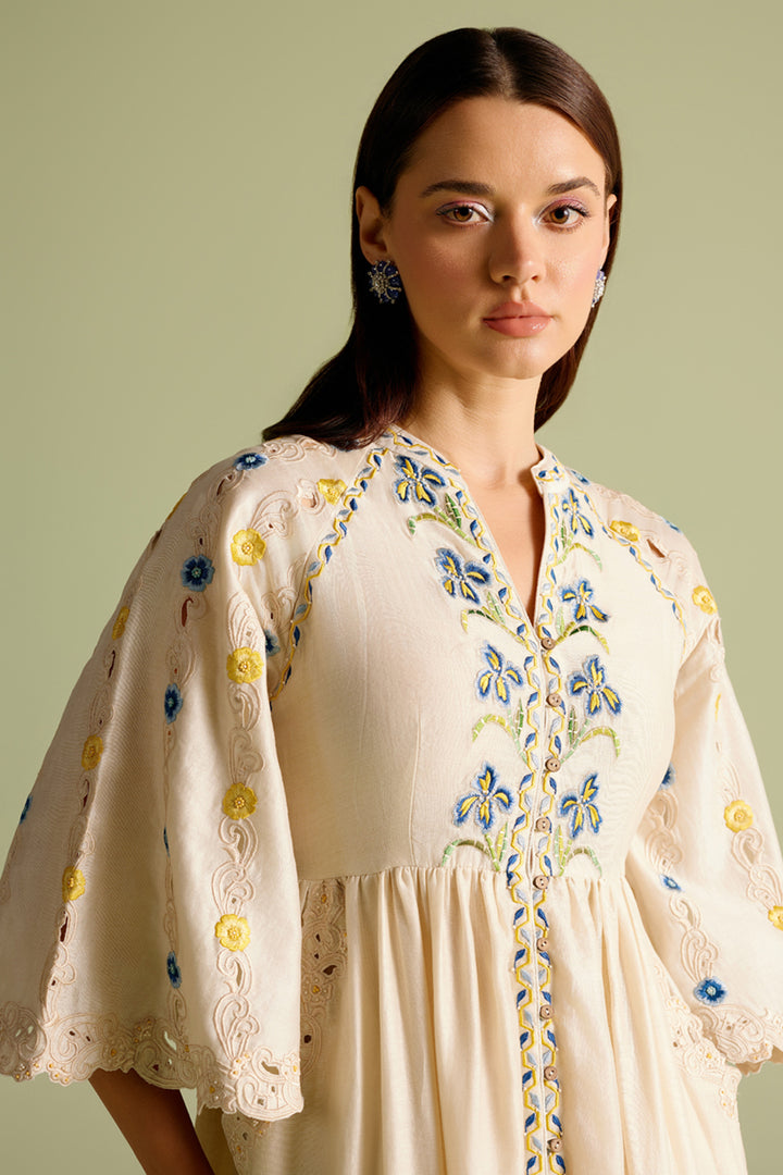Ivory Iris Mosaic Midi Dress