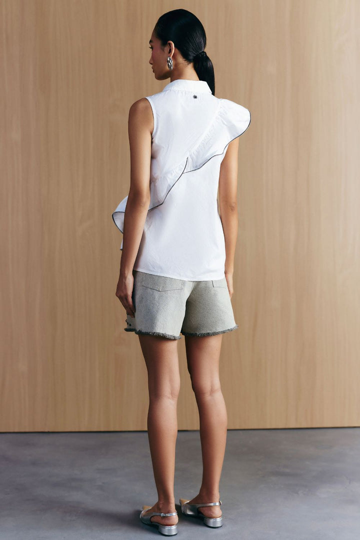 ZIPPER FRILL SHIRT
