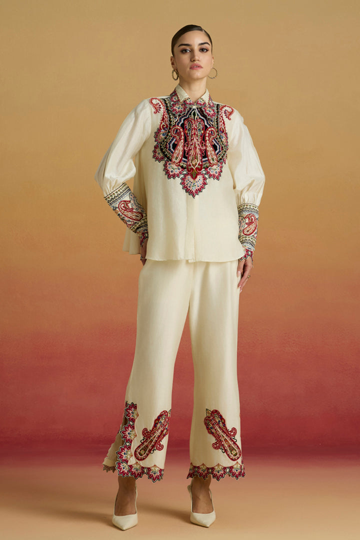 Ivory Paisley Applique Shirt