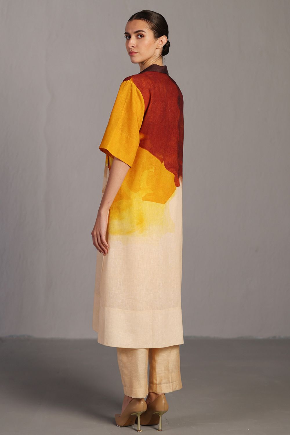 Diffuse brown & ochre kurta set