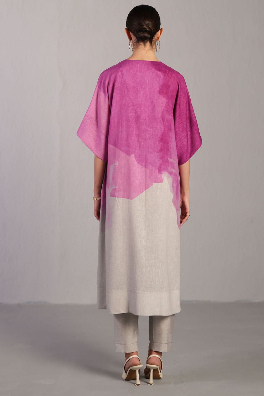 Diffuse beetroot & light grey kurta set