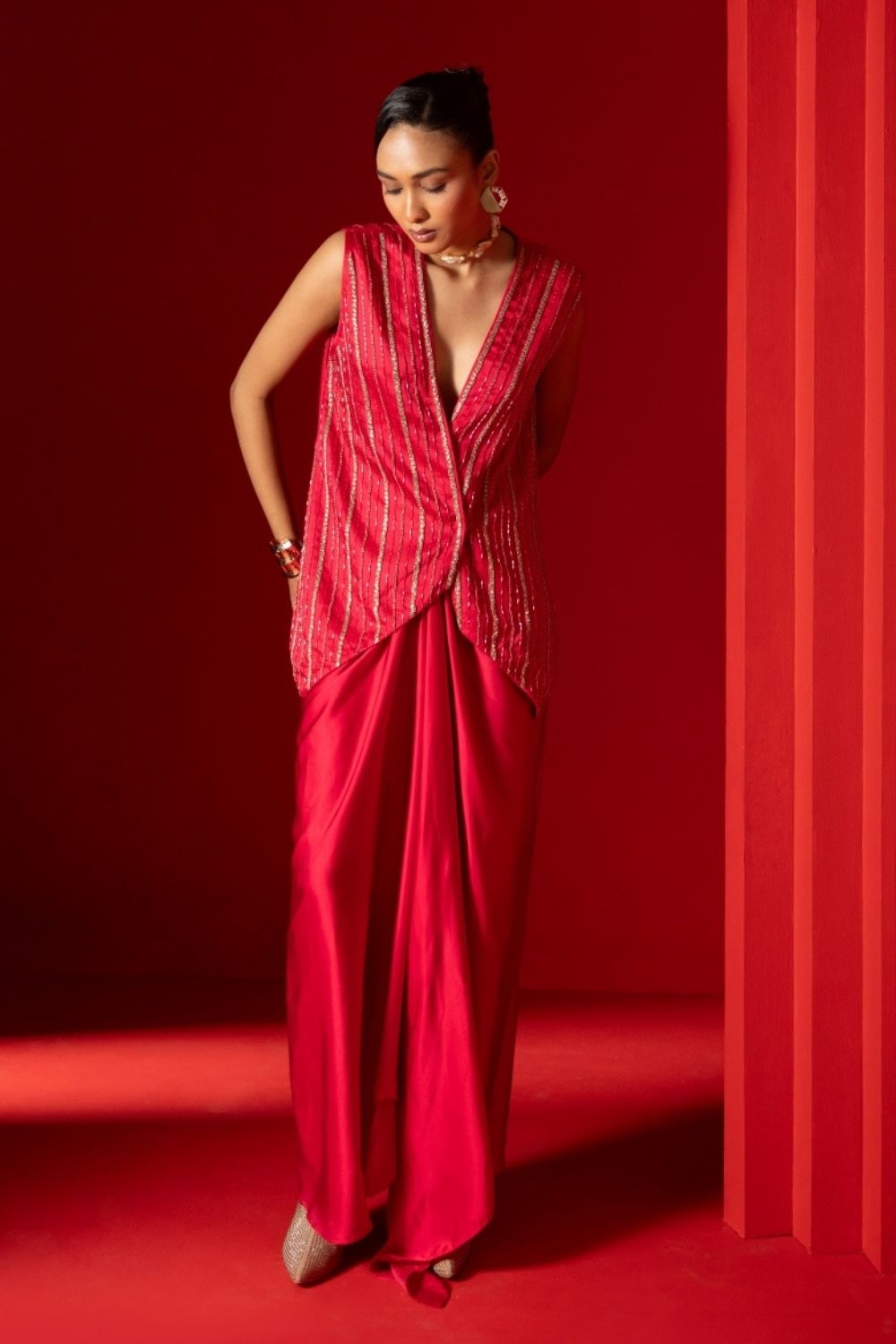 WAISTCOAT AND DRAPE SKIRT
