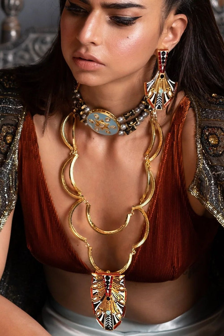 Red Egyptian Feather Earrings