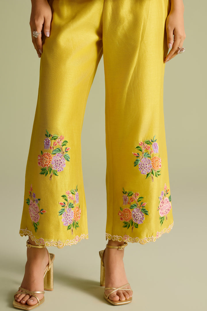 Yellow Floral Bunch Mosaic Pants