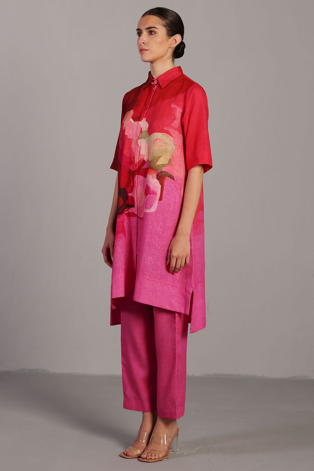 Diffuse fuchsia pink kurta set