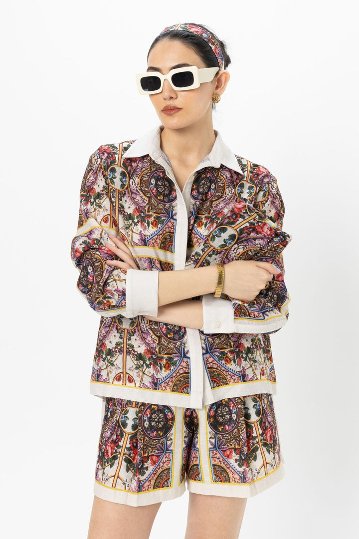 Rococo-White Shorts Set