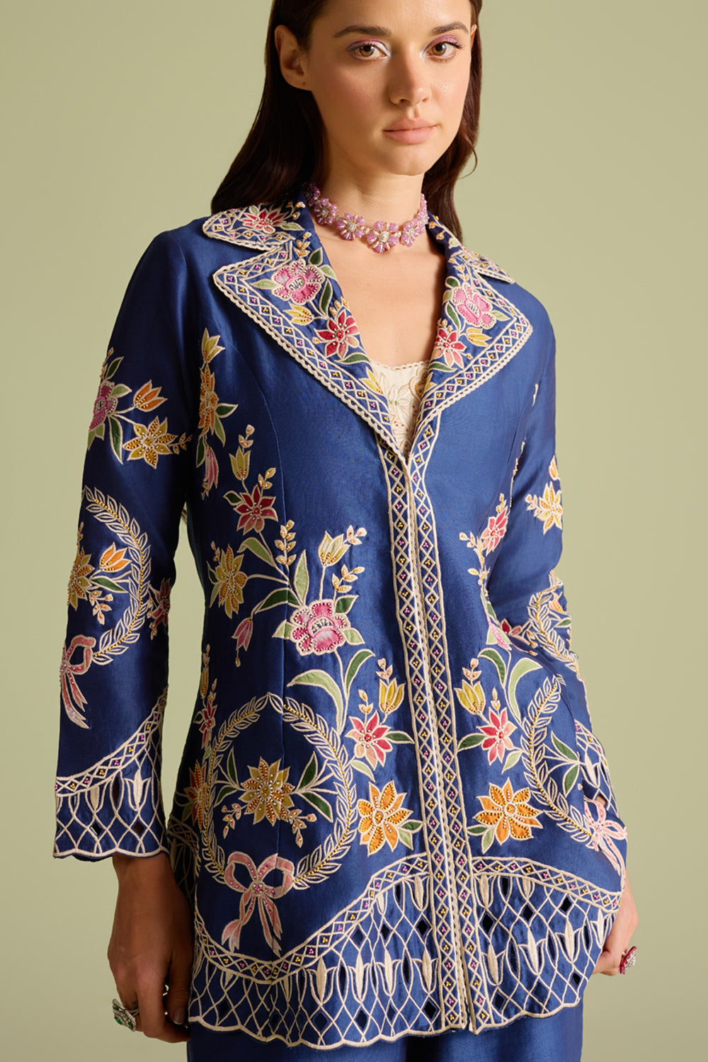 Indigo Applique and Threadwork Jacket