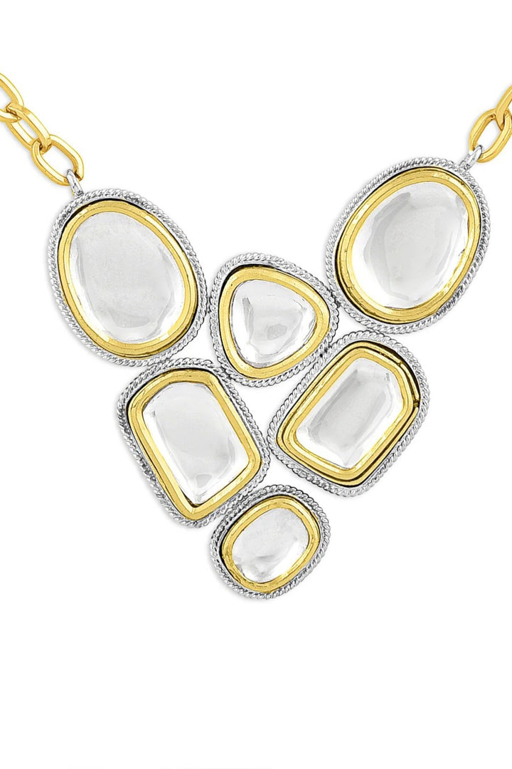 Gold & Silver Polki Heart Necklace
