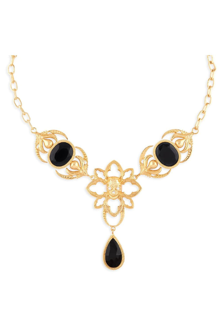 Gold Goth Skull Necklace