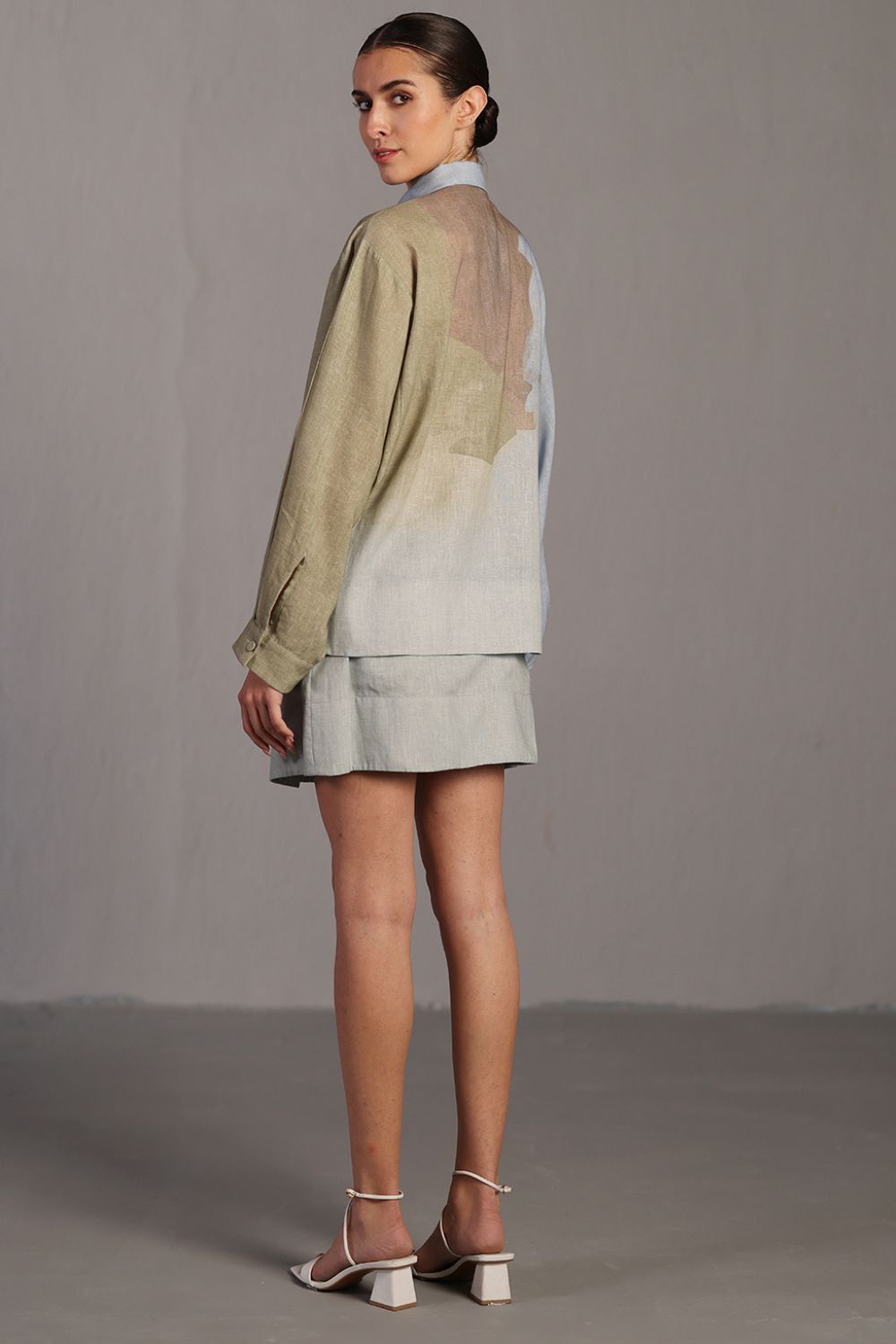Diffuse pastel blue & green skirt set