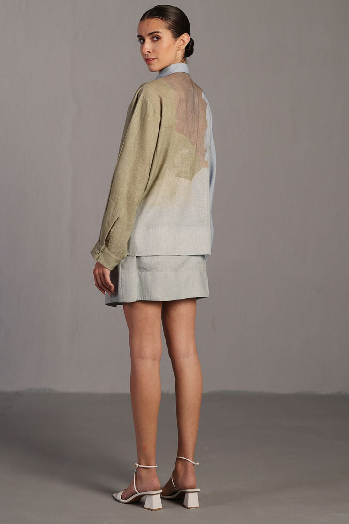 Diffuse pastel blue & green skirt set