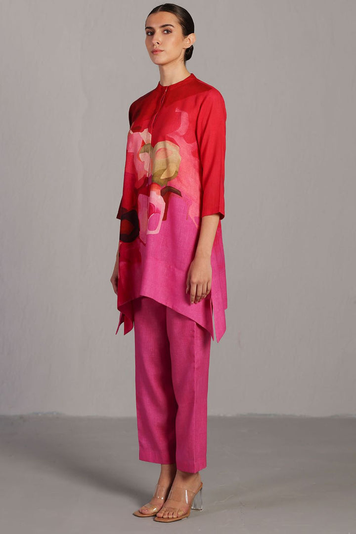Diffuse fuchsia pink kurta set