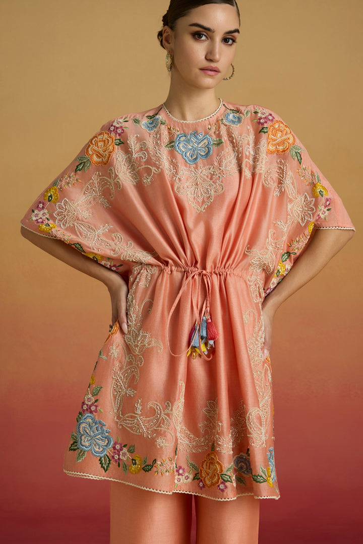 Apricot Contrast Paisley Kaftan