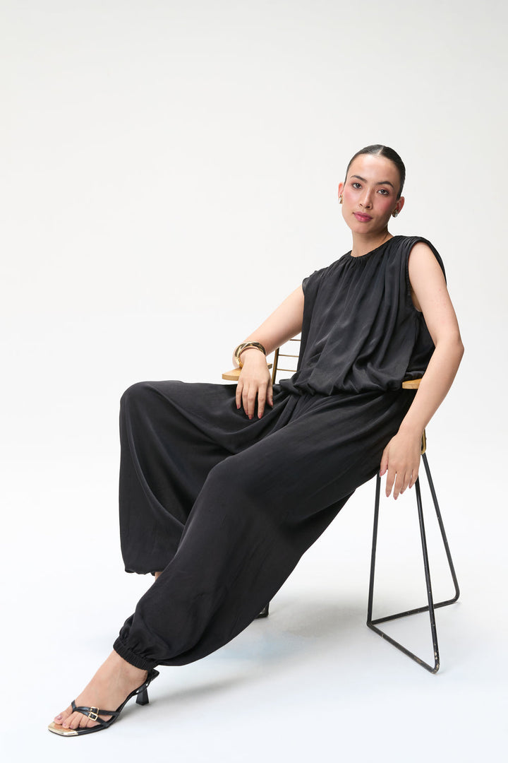 Black Silk Balloon Top & Black Silk Balloon Pants