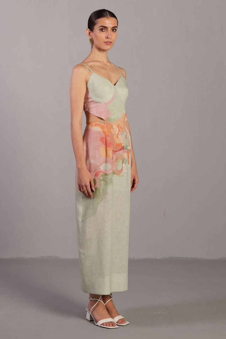 Diffuse soft pink & green dress