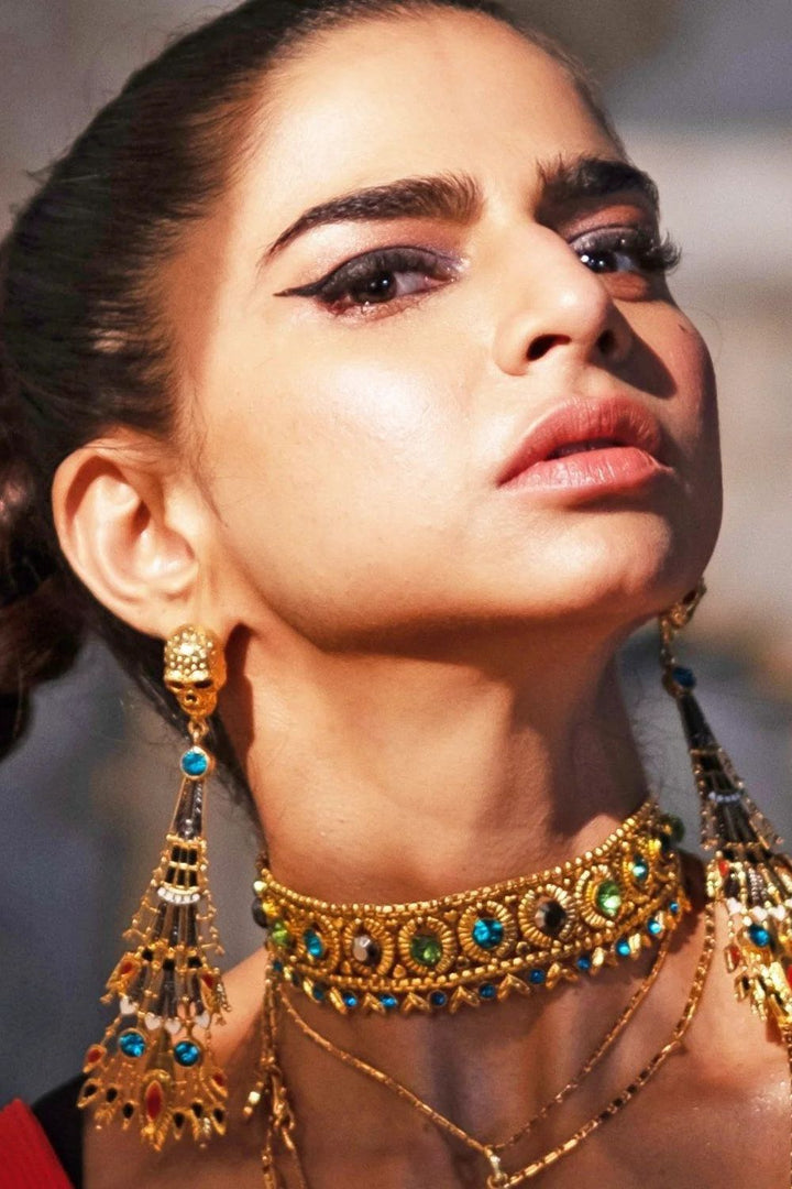 Red Skull Nefertiti Earrings