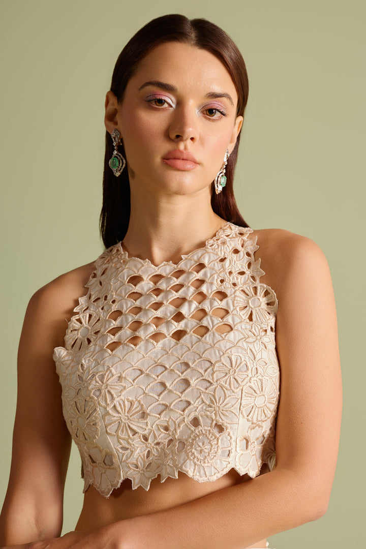 Ivory Cutwork Crop Top
