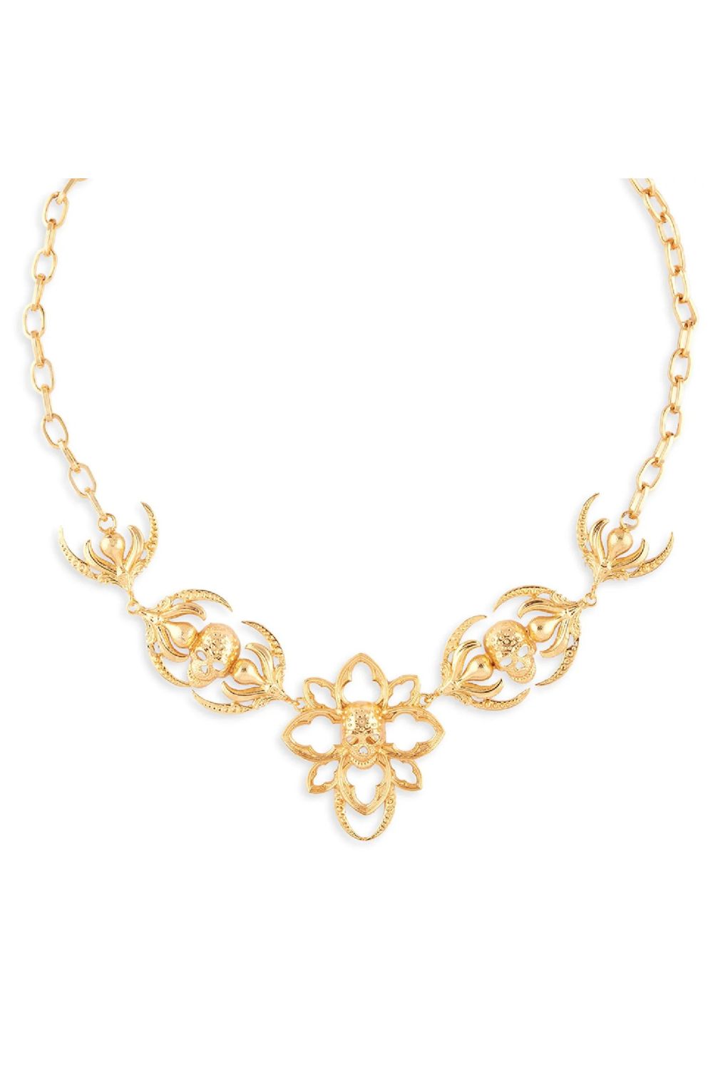 Gold Skull Garden Necklace