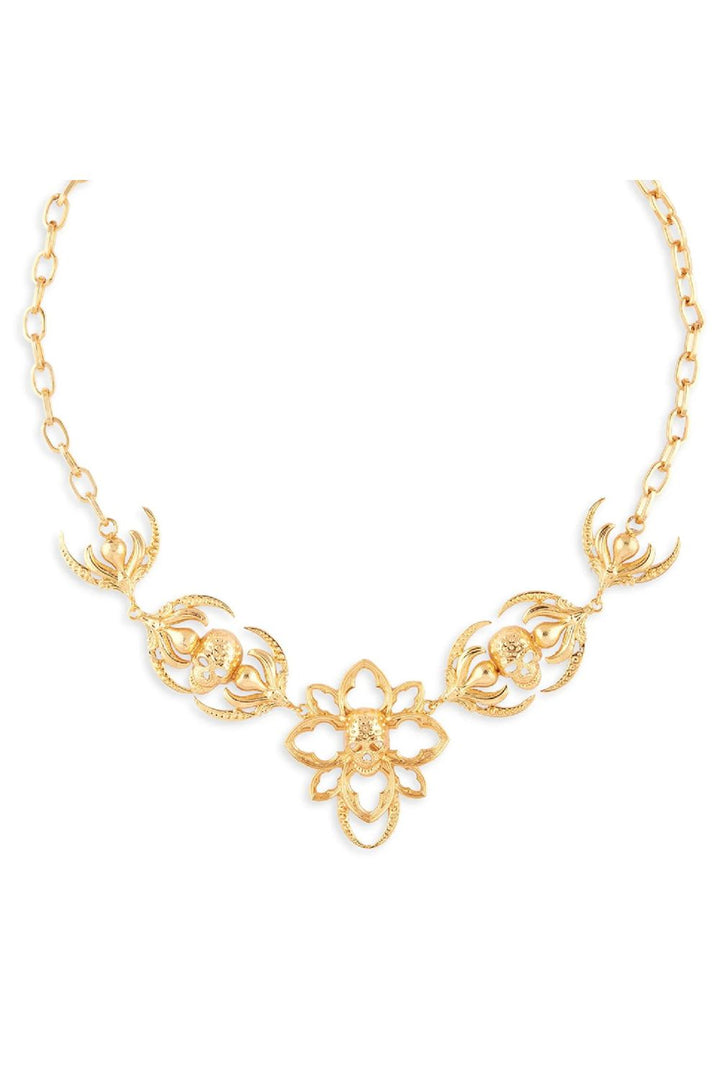 Gold Skull Garden Necklace