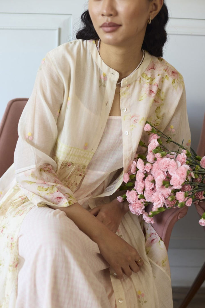 White & Pink Tunic / Overlay With Dress