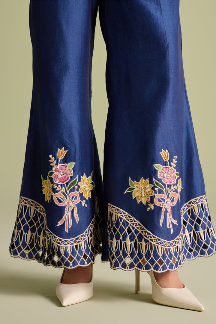 Indigo Applique and Threadwork Pants