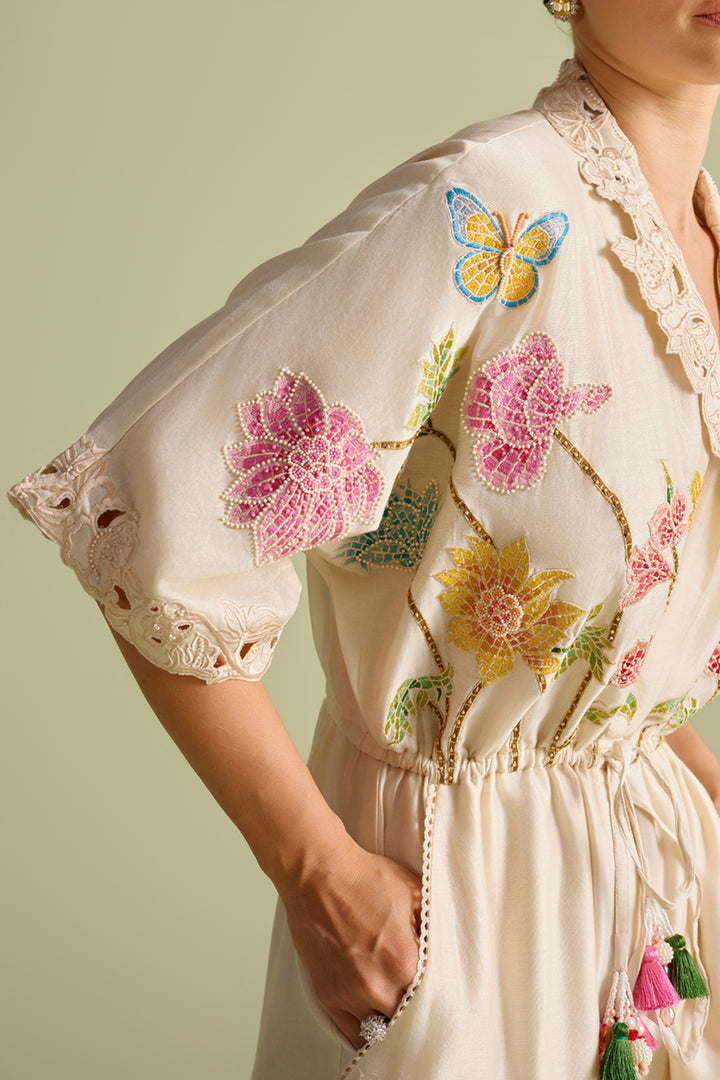 Ivory Mosaic Floral Jumpsuit