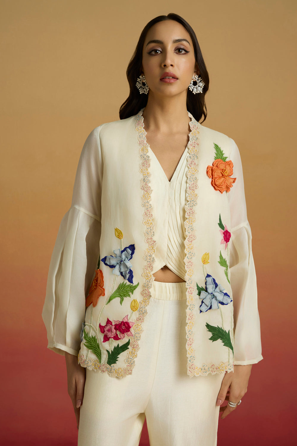 Ivory Pleated Crop Top