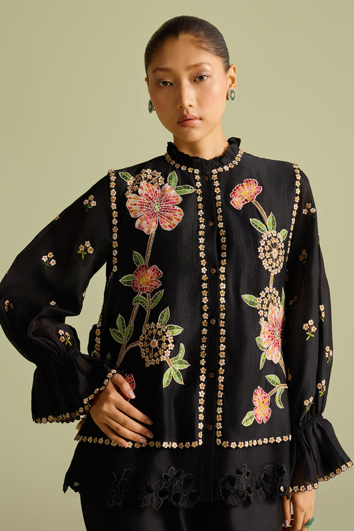 Black Mosaic Layered Shirt