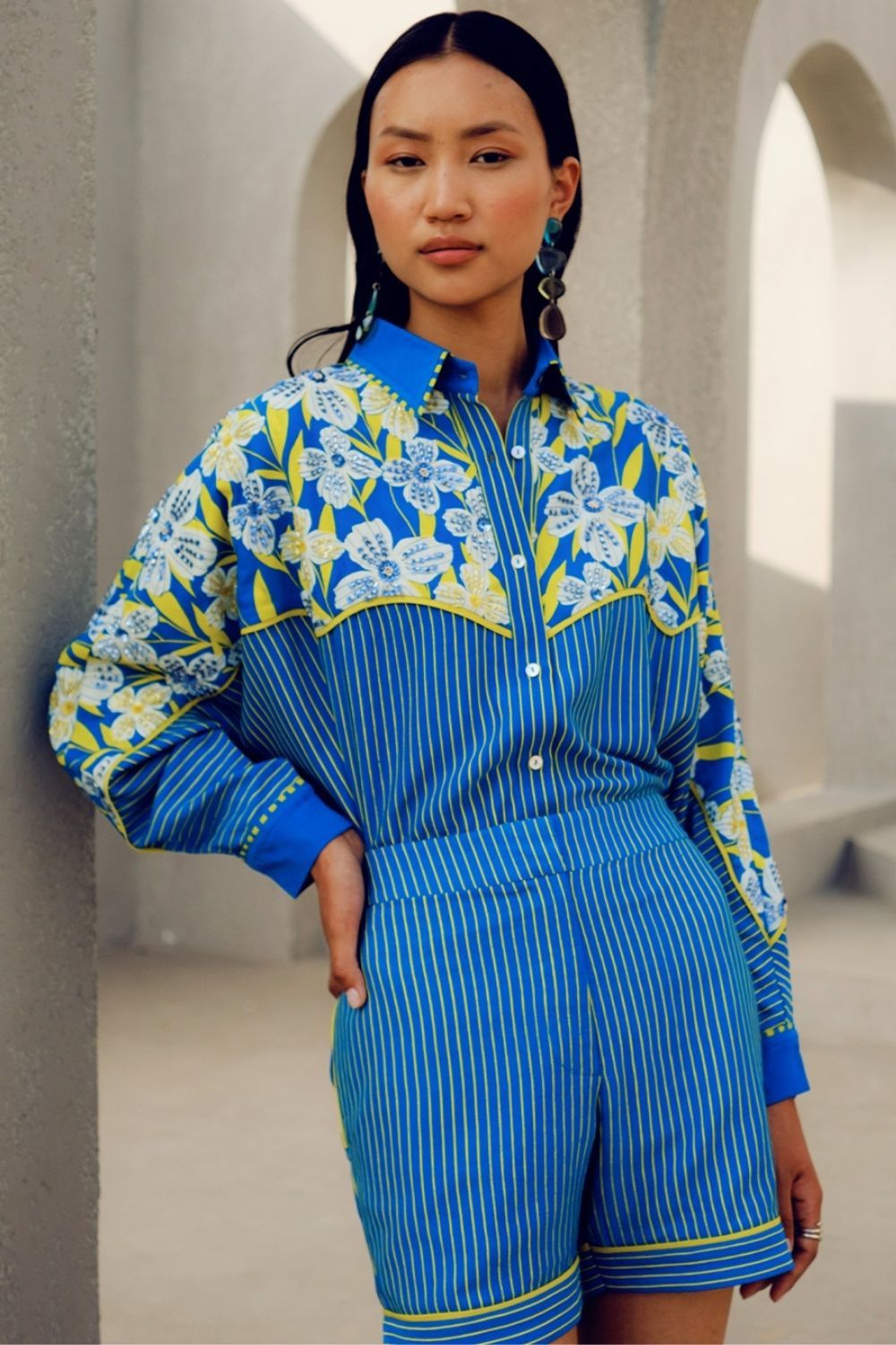 BLUE PRINT PLAY KIMONO SHIRT