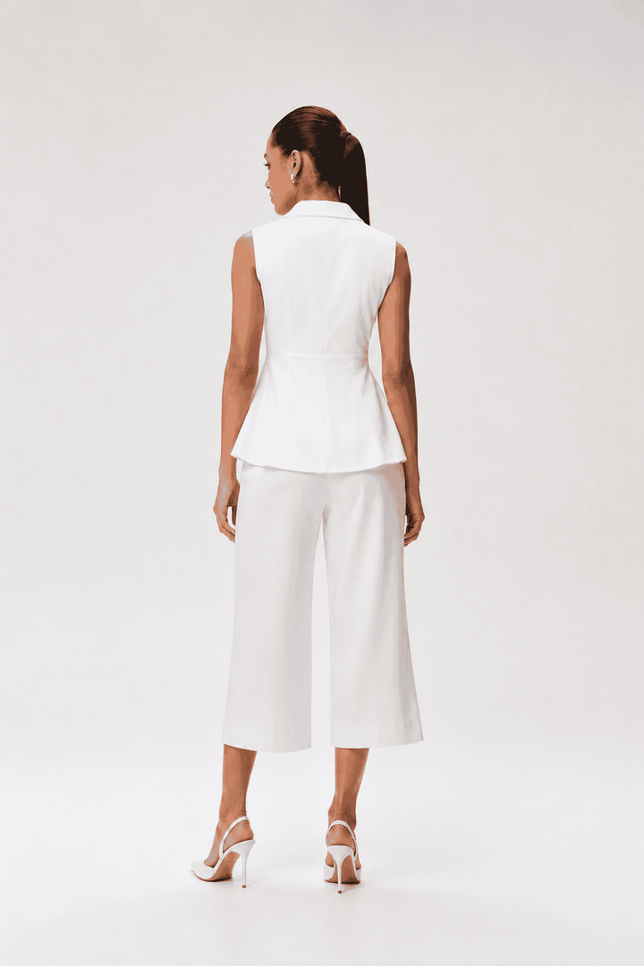 Ivory Gajji Silk Peplum Top