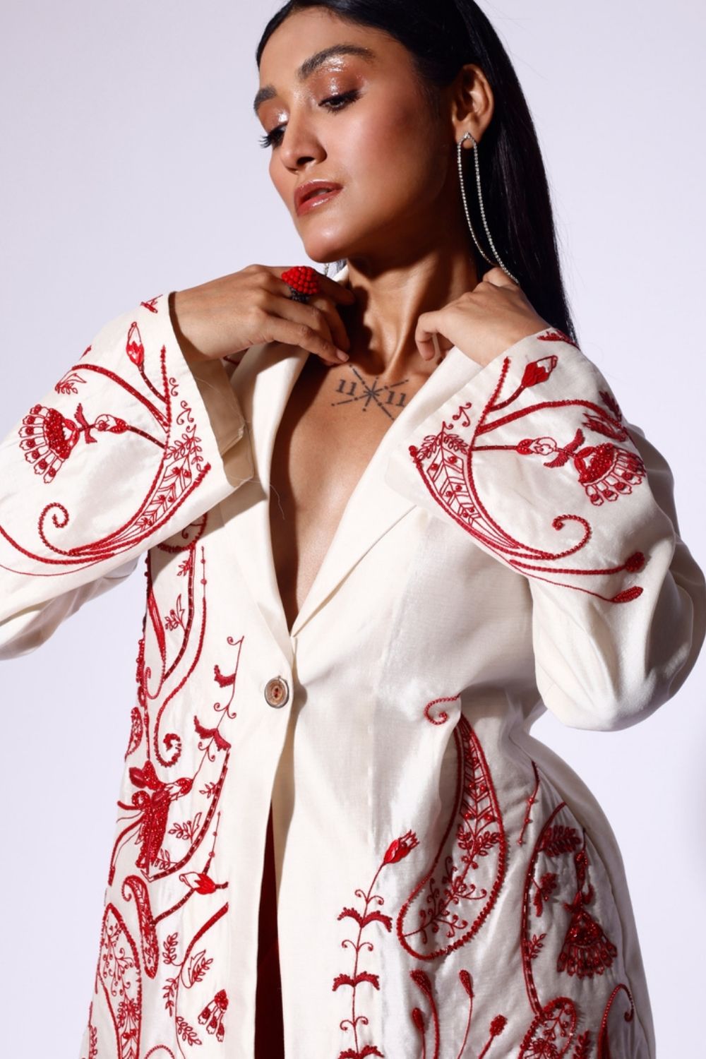 Silk Embroidered Blazer