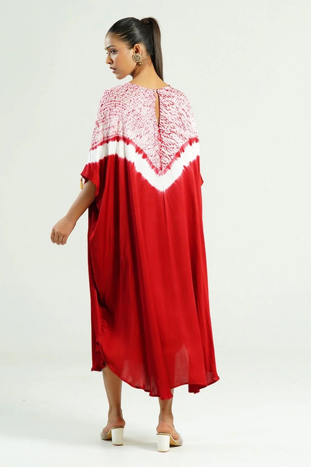 Kaftan Shibori - Scarlet Red / Ivory