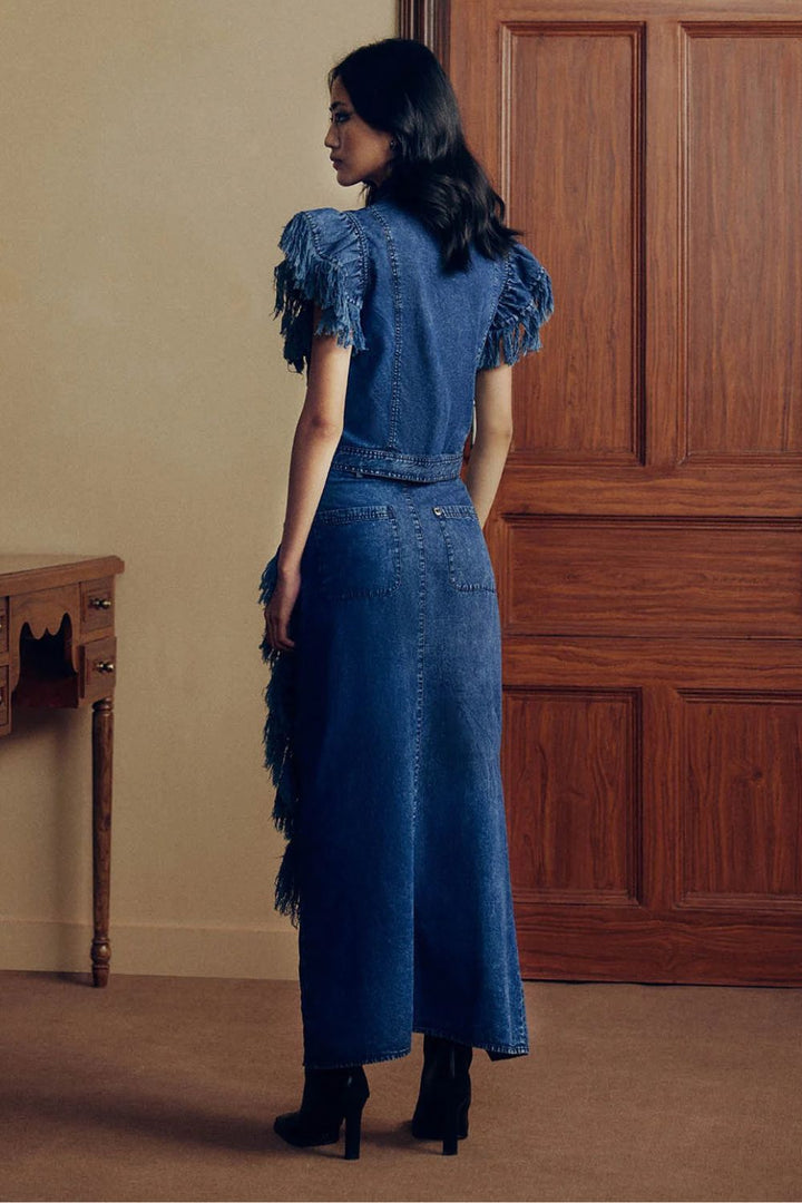 FRAYED DENIM COORD SET
