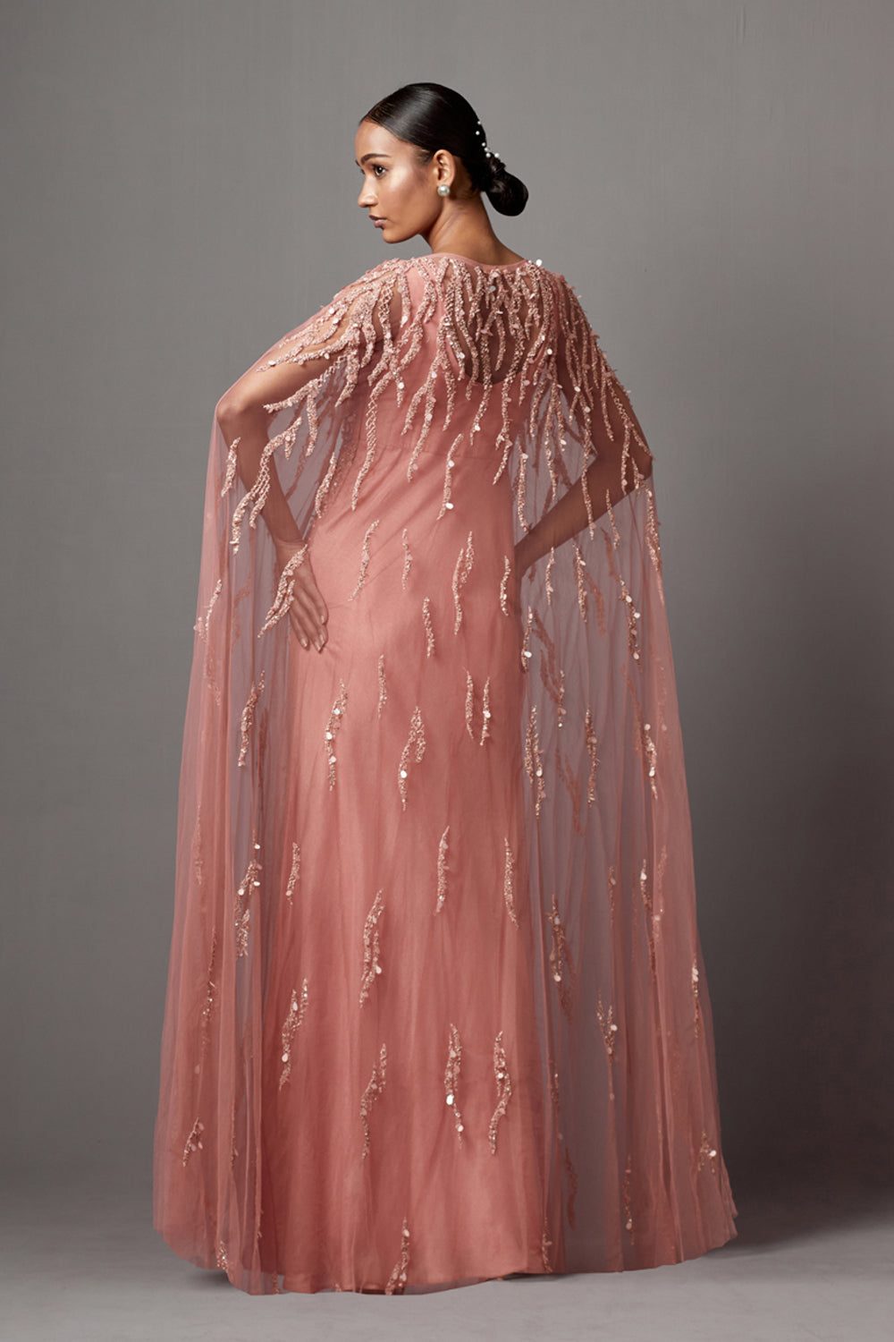 Dust Rose Cape Gown